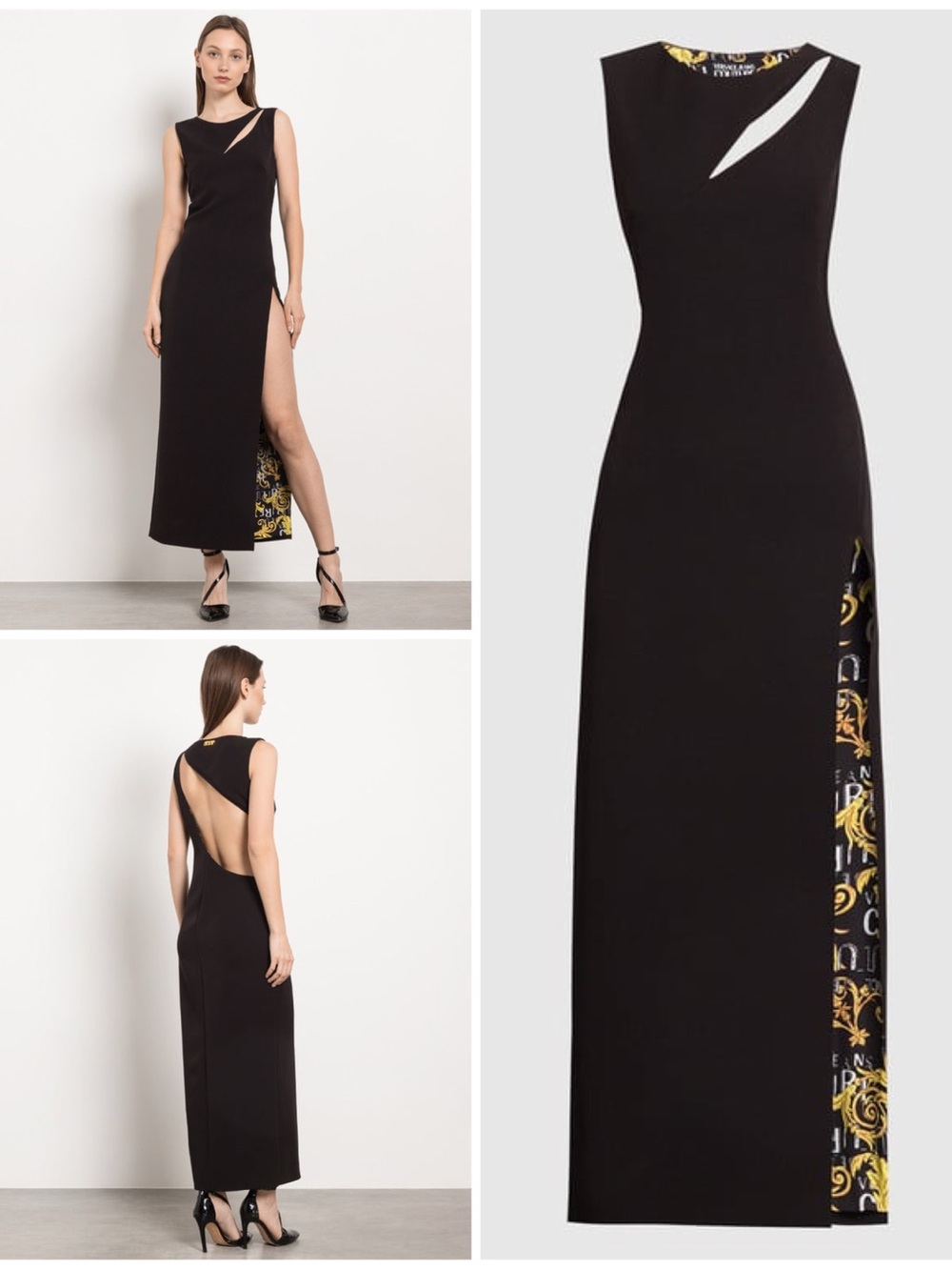 Versace Jeans Couture Black Cut-Out Maxi‎ Dress, IT 42 / US 6